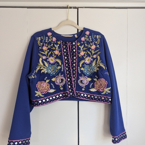 Soft Surroundings Jackets & Blazers - Soft Surroundings Embroidered Bolero Jacket, Blue, Size Large